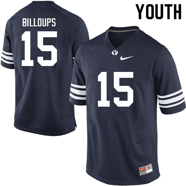 Youth #15 Nick Billoups BYU Cougars College Football Jerseys Sale-Navy